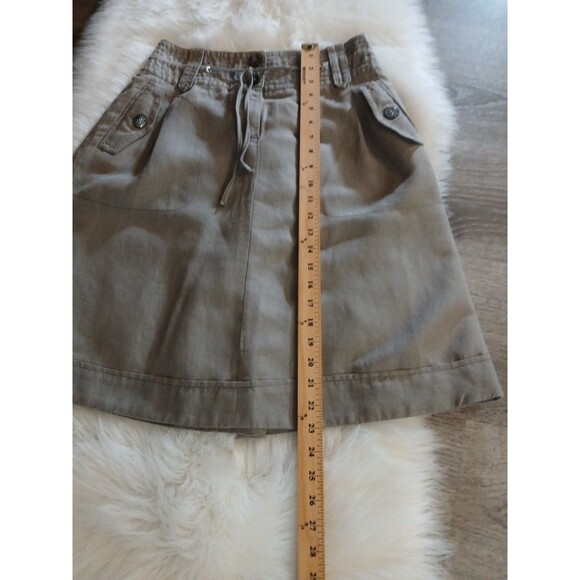 Weekend MaxMara Women's Size 4 Flax Linen Blend Over-the-Knee Olive Green Skirt - Picture 10 of 11